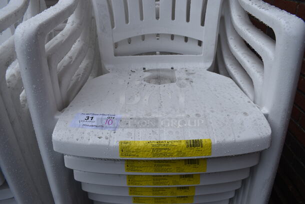 10 BRAND NEW SCRATCH AND DENT! Grosfillex 49092004 / US092004 Pacific White Fanback Stacking Resin Armchair. 23x21x35.5. 10 Times Your Bid! - Image 4 of 6