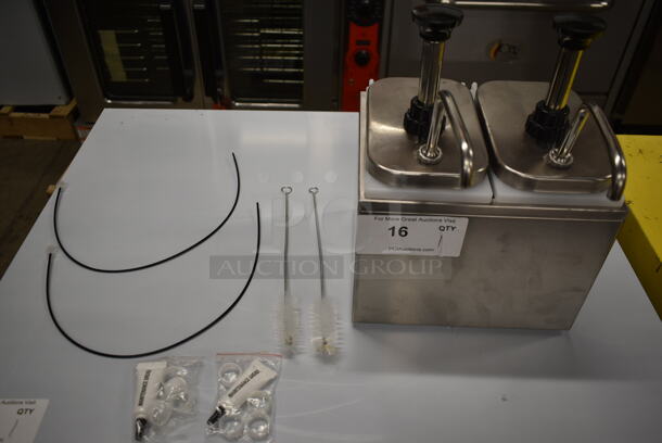 BRAND NEW SCRATCH AND DENT! Stainless Steel Commercial Countertop 2 Well Topping Dispenser. - Image 2 of 2