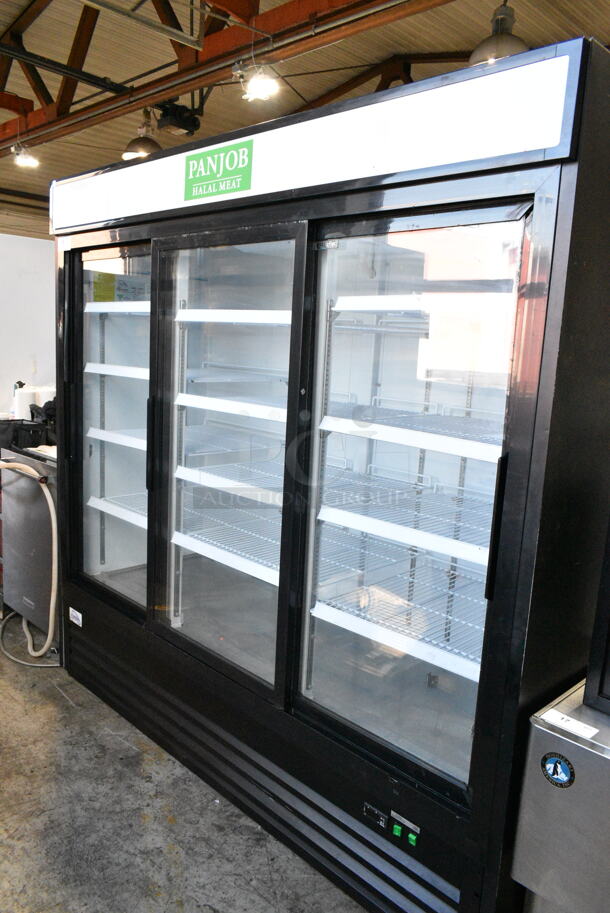 Yukon YGSM-72 Metal Commercial 3 Door Reach In Cooler Merchandiser w/ Poly Coated Racks. 115 Volts, 1 Phase. Tested and Working! - Image 1 of 8