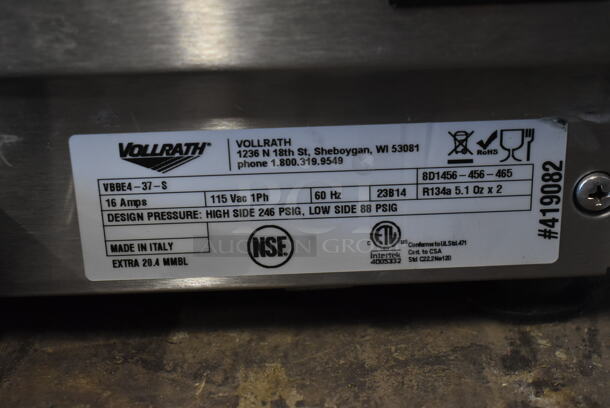 BRAND NEW SCRATCH AND DENT! Vollrath VBBE4-37-S Stainless Steel Commercial Countertop 4 Hopper Refrigerated Beverage Machine. 115 Volts, 1 Phase. Tested and Working! - Image 7 of 7