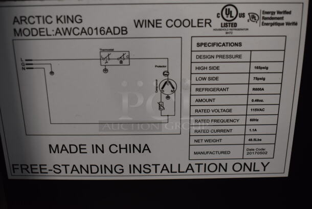 BRAND NEW SCRATCH AND DENT! Arctic King AWCA016ADB Metal Wine Cooler Chiller Merchandiser. 115 Volts, 1 Phase. Tested and Working! - Image 5 of 6