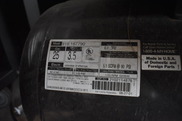 Craftsman 919.167790 Metal 175 PSI Maximum Air Compressor. 44x24x30 - Image 8 of 8