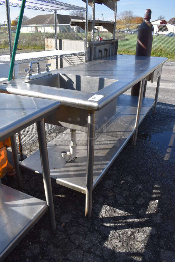 Stainless Steel Table w/ Sink Basin, Faucet, Handles, Drawer and Under Shelf. 96x30x35. Bay 16x20x10 - Image 4 of 6