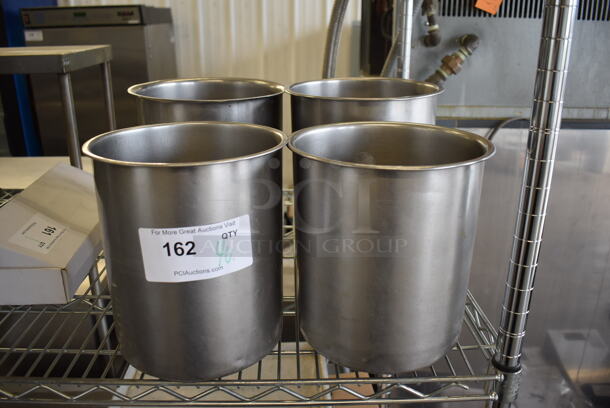 ALL ONE MONEY! Lot of 4 Various Stainless Steel Cylindrical Drop In Bins. Includes 8x8x9
