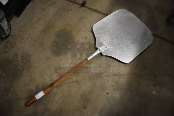 Metal Pizza Peel w/ Wooden Handle. 14x37 - Image 1 of 2