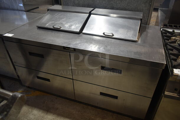 Delfield UCD4464N-12-DD5 Stainless Steel Commercial Sandwich Salad Prep Table Bain Marie Mega Top w/ 4 Drawers. 115 Volts, 1 Phase. Tested and Powers On But Does Not Get Cold
