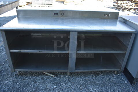 Stainless Steel Table w/ Back Splash and 2 Under Shelves. 72x27x39.5