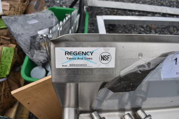BRAND NEW SCRATCH AND DENT! Regency 600S32028224  115" 16-Gauge Stainless Steel Three Compartment Commercial Sink with 2 Drainboards - 20" x 28" x 14" Bowls - Image 10 of 10
