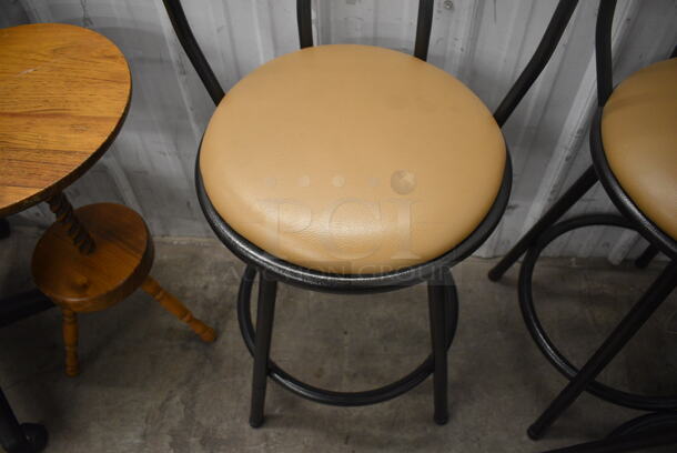 2 Black Metal Chairs w/ Tan Seat Cushion. 22x22x32. 2 Times Your Bid! - Image 3 of 4