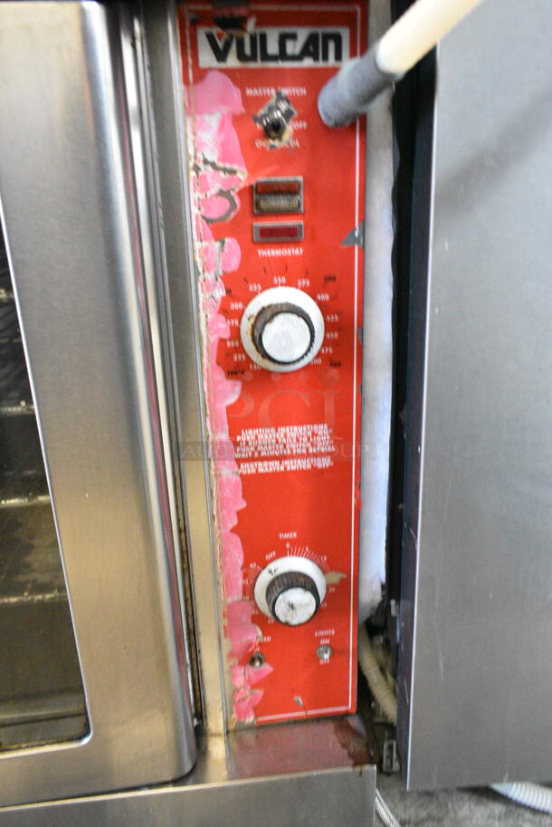 Vulcan VC4GD-10 Stainless Steel Commercial Natural Gas Powered Full Size Convection Oven w/ View Through Doors, Metal Oven Racks, Metal Legs and Thermostatic Controls.  - Image 3 of 7