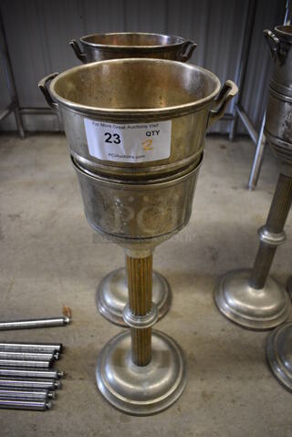 2 Grand Silver Co. Wear-Brite Champagne Buckets on Stands. 10.5x8.5x31. 2 Times Your Bid!