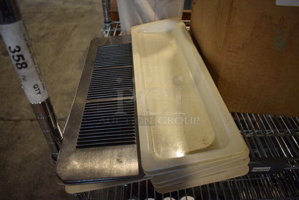 ALL ONE MONEY! Lot of Various Pieces to Ice Cream Machine Including 7 Poly Drip Trays and 2 Metal Drip Tray Grates - Image 2 of 6