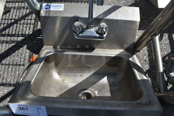 Stainless Steel Commercial Single Bay Wall Mount Sink w/ Faucet and Handles. 17x15.5x20 - Image 4 of 5