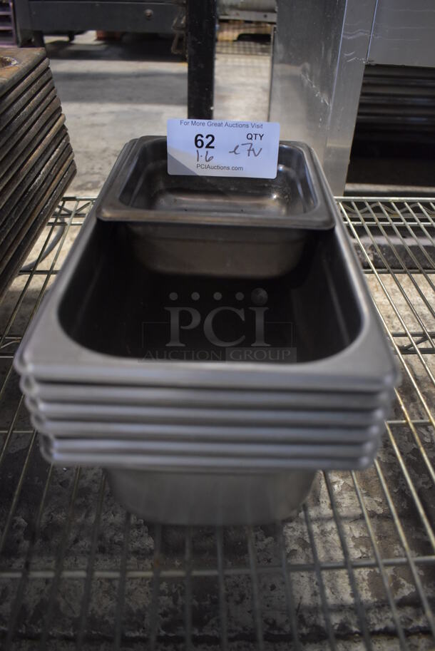 ALL ONE MONEY! Lot of 7 Stainless Steel Drop In Bins. 1/6x2.5, 1/3x4 - Image 1 of 4