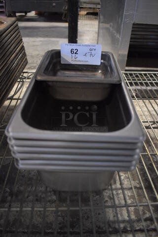 ALL ONE MONEY! Lot of 7 Stainless Steel Drop In Bins. 1/6x2.5, 1/3x4