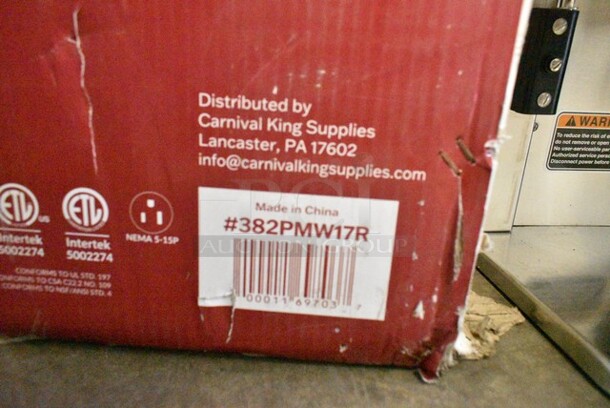 BRAND NEW SCRATCH AND DENT! Carnival King 382PMW17R Royalty Series 8 oz. Commercial Popcorn Machine / Popper with Warming / Holding Merchandiser. 120 Volts, 1 Phase.  - Image 3 of 3