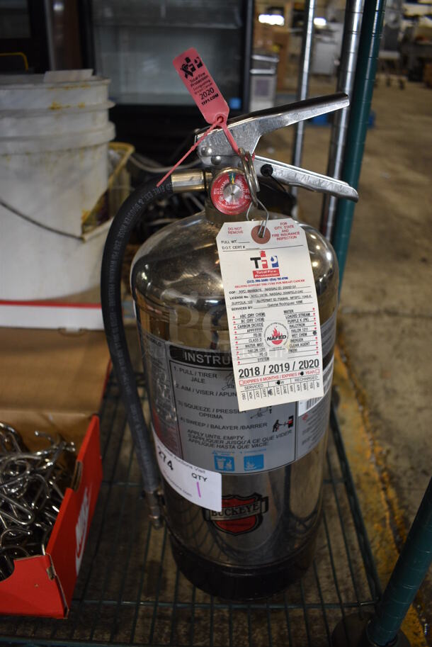 Buckeye Wet Chemical Fire Extinguisher. Buyer Must Pick Up - We Will Not Ship This Item.  8x7x19
