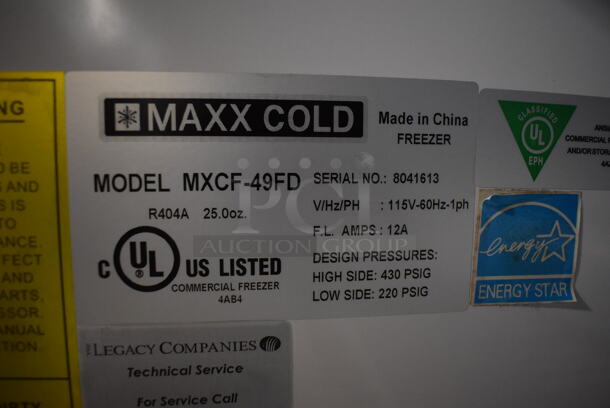 Maxx Cold MXCF-49FD ENERGY STAR Stainless Steel Commercial 2 Door Reach In Freezer w/ Poly Coated Racks on Commercial Casters. 115 Volts, 1 Phase. 54x34x83. Tested and Working! - Image 5 of 8
