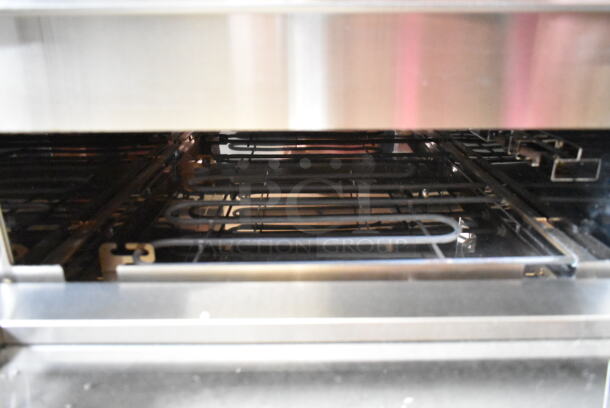 BRAND NEW SCRATCH AND DENT! Avantco 177DPO18S Stainless Steel Commercial Countertop Electric Powered Single Deck Pizza Oven w/ Cooking Stone. 120 Volts, 1 Phase. Tested and Working! - Image 4 of 6