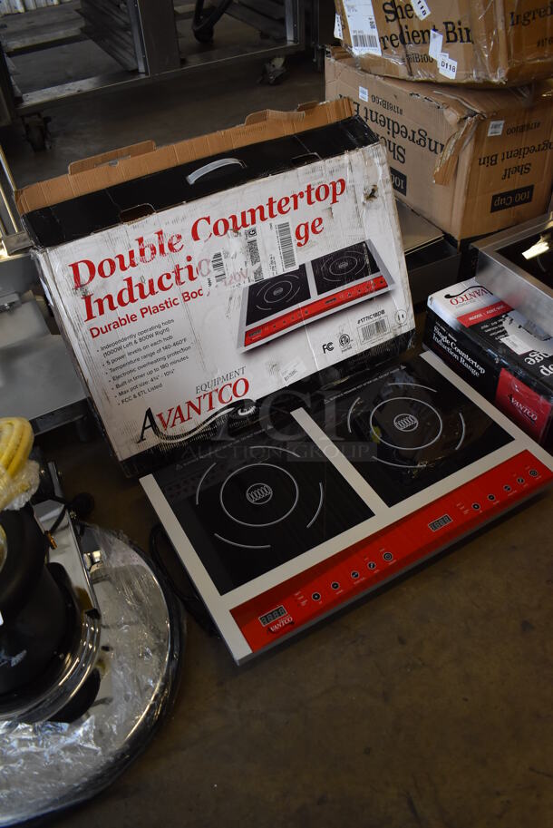 BRAND NEW IN BOX! Avantco 177IC18DB Stainless Steel Commercial Countertop Electric Powered Double Burner Induction Range. 120 Volts, 1 Phase. 26x15.5x3. Tested and Working! - Image 2 of 6
