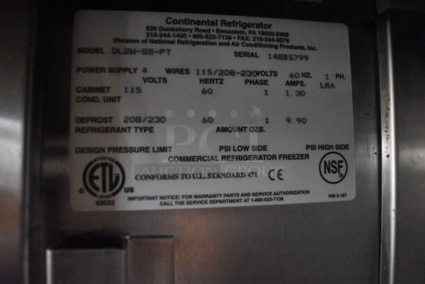 Continental DL2W-SS-PT Stainless Steel Commercial 2 Door Reach In Pass Through Warmer. 115/208-230 Volts, 1 Phase.  - Image 6 of 6