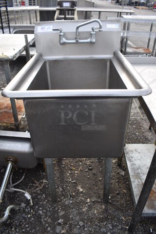 Stainless Steel Commercial Single Bay Sink w/ Faucet and Handles. 24x30x43