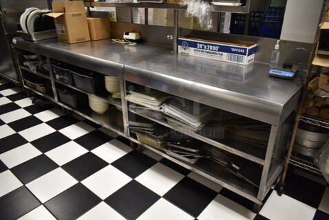 Stainless Steel Commercial Table w/ Back Splash and 2 Under Shelves. (kitchen #2)