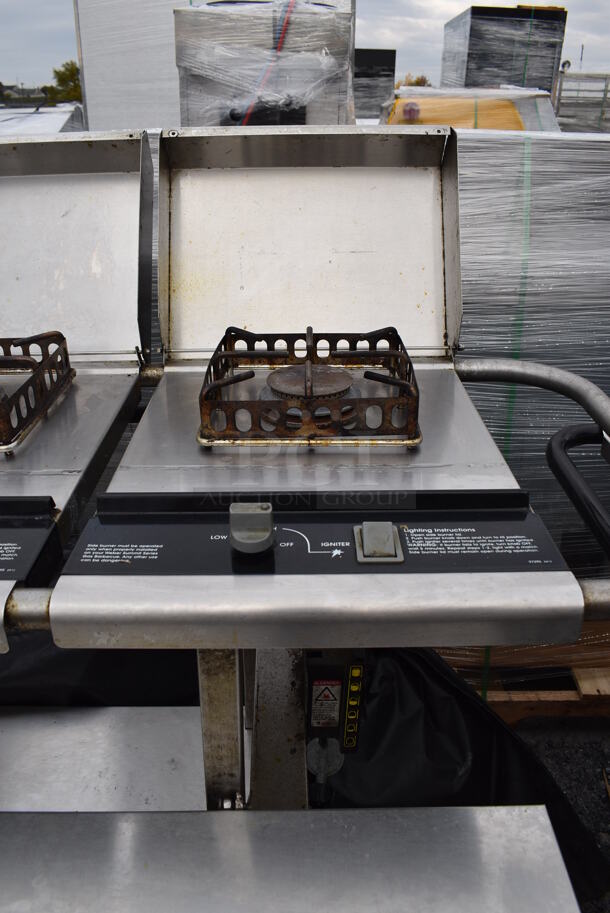 Metal Outdoor Propane Gas Powered 4 Burner Range on Commercial Casters. Comes w/ Cover. 79x23x42 - Image 9 of 12