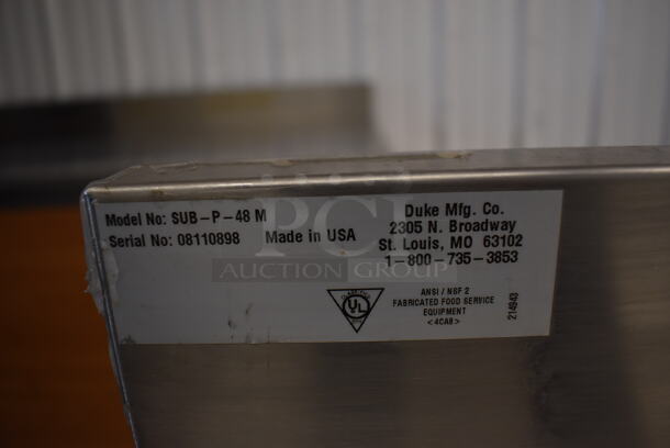 Duke SUB-P-48M Stainless Steel Commercial 2 Wood Pattern Door Counter w/ Back Splash. 48x30x40  - Image 7 of 7