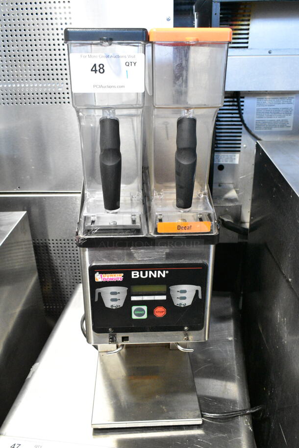 Bunn MHG Stainless Steel Commercial Countertop Coffee Bean Grinder w/ 2 Hoppers. 120 Volts, 1 Phase. Tested and Working! - Image 1 of 7
