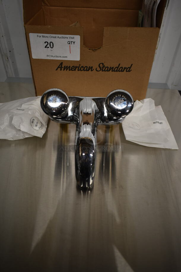 LIKE NEW! American Standard Stainless Steel Faucet w/ Push Down Timed Handles. - Image 3 of 5