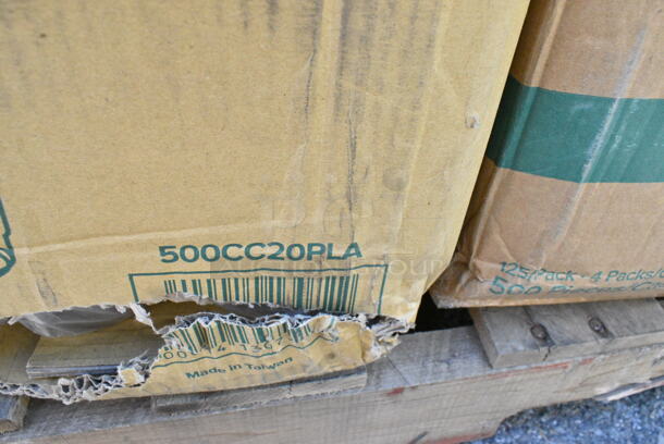 32 BRAND NEW Boxes Including 5013858 Lavex Hercules 55 Gallon 2 Mil 38" x 58" Low Density Heavy-Duty Black Can Liner / Trash Bag - 50/Case, 2 Box 347RPBD6WHSV Visions 6" White Plastic Plate with Silver Bands - 150/Case, 129MCR16B Choice 16 oz. Black 6 1/4" Round Microwavable Heavy Weight Container with Lid - 150/Case, 129MCS28B Choice 28 oz. Black Rectangular Microwavable Heavy Weight Container with Lid 8 3/4" x 6 1/4" x 1 3/4" - 150/Case, 612613245HD Choice Half Size Heavy-Duty Foil Steam Pan Deep 2 9/16" Depth - 100/Case, 500CC20PLA EcoChoice 20 oz. PLA Compostable Plastic Cold Cup - 600/Case, 395RP10CPF EcoChoice No PFAS Added 10" Natural Bagasse Blend 3 Compartment Plate - 500/Case, 24510PIZZAPAD Choice Single Face Corrugated Pizza Pad - 10" x 10" - 200/Case, 500MFT Lavex Natural Brown Kraft M-Fold (Multifold) Towel - 4000/Case, 394EN403L Noble Products Nitrile 3.5 Mil Thick Black All-Purpose Powder-Free Disposable Gloves - 1000/Case, 2 Box 433NHT109 Choice 1/6 Standard Size Beige "Thank You" Script Heavy-Duty Plastic T-Shirt Bag - 600/Case, 347RPBD10WHS Visions 10" White Plastic Plate with Silver Bands - 120/Case, 129MCR32W Choice 32 oz. White 7 1/4" Round Microwavable Heavy Weight Container with Lid - 150/Case, Dart 8J8 8 oz. White Customizable Foam Cup - 1000/Case. 32 Times Your Bid!  - Image 12 of 12