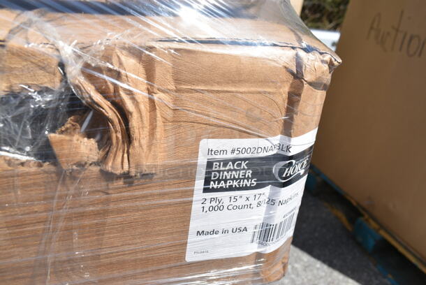 PALLET LOT of 29 BRAND NEW Boxes Including 3 Box 127P2C Choice 2 oz Portion Cups, 5002DNAPBLK Choice 15" x 17" Black Customizable 2-Ply Paper Dinner Napkin - 1000/Case, 130BKFKSNSPH Choice Black Heavy Weight Wrapped Plastic Cutlery Pack with Napkin and Salt and Pepper Packets - 500/Case, 129MCR333CB Choice 33 oz. Black 9" Round 3-Compartment Microwavable Heavy Weight Container with Lid - 150/Case, 128HD8COMBO Choice Heavy Duty 8 oz. Microwavable Translucent Plastic Deli Container and Lid Combo Pack - 240/Case, 485UPJ7BLSTR EcoChoice 7 3/4" Blue Stripe Jumbo Unwrapped Paper Straw - 4800/Case, 128HD8BULK Choice Heavy Duty 8 oz. Microwavable Translucent Plastic Deli Container - 480/Case, 2 Box 129MCS28B Choice 28 oz. Black Rectangular Microwavable Heavy Weight Container with Lid 8 3/4" x 6 1/4" x 1 3/4" - 150/Case, 127P250B Choice 2.5 oz. Black Plastic Souffle Cup / Portion Cup - 2500/Case, 130WHSPOONH Spoons. 29 Times Your Bid!  - Image 6 of 12