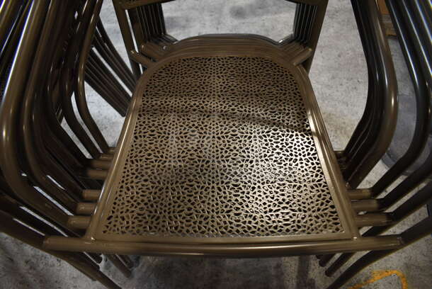 4 Brown Metal Patio Chairs w/ Arm Rests. Stock Picture - Cosmetic Condition May Vary. 21x20x32. 4 Times Your Bid! - Image 3 of 4