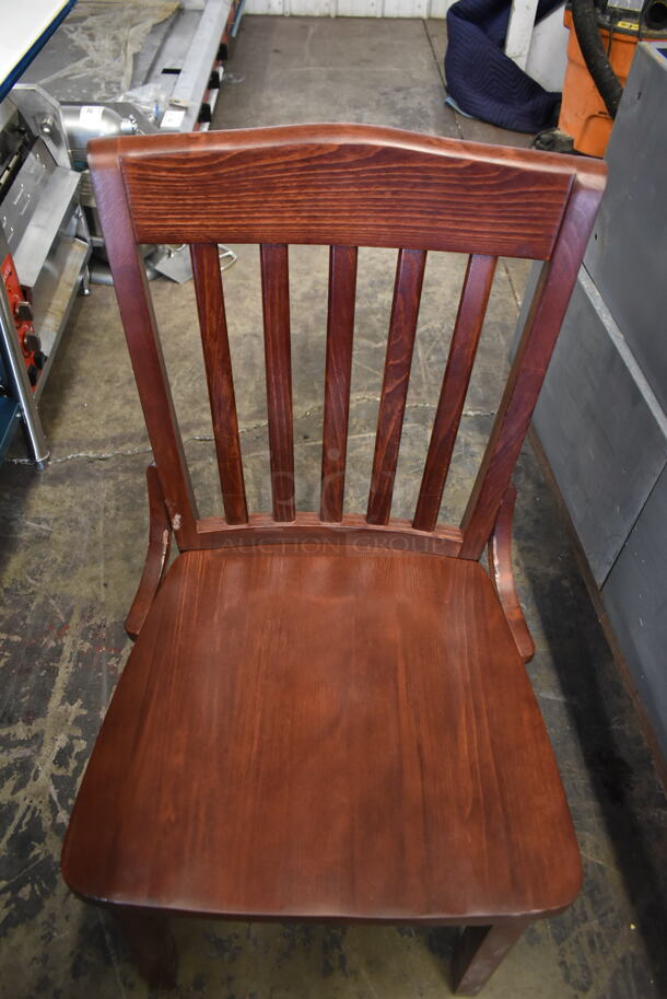 4 BRAND NEW SCRATCH AND DENT! Wooden Dining Height Chairs w/ Vertical Back Rest Bars. 4 Times Your Bid! - Image 3 of 5