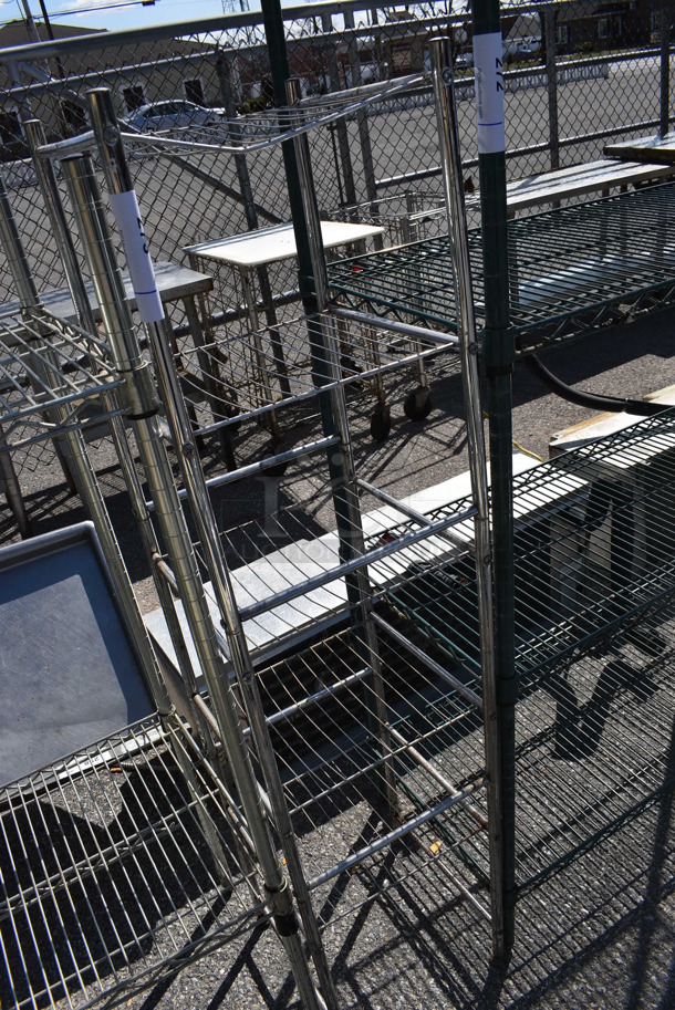 Chrome Finish 5 Tier Shelving Unit. BUYER MUST DISMANTLE. PCI CANNOT DISMANTLE FOR SHIPPING. PLEASE CONSIDER FREIGHT CHARGES. 13x13.5x56 - Image 2 of 4