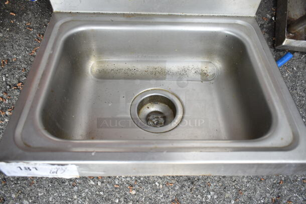 Advance Tabco Stainless Steel Commercial Single Bay Wall Mount Sink w/ Faucet and Handles.  - Image 3 of 4