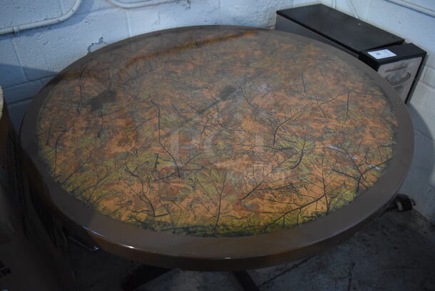 2 Round Wooden Tables on Black Metal Table Bases. 42x42x29. 2 Times Your Bid! - Image 4 of 4