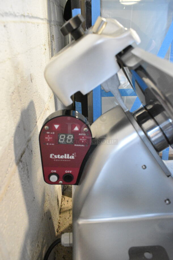 BRAND NEW SCRATCH AND DENT! Estella 348SLAS13 Stainless Steel Commercial Countertop 13" Heavy-Duty Automatic Meat Slicer with Manual Use Option and Scale. 115 Volts, 1 Phase. Tested and Working! - Image 9 of 10