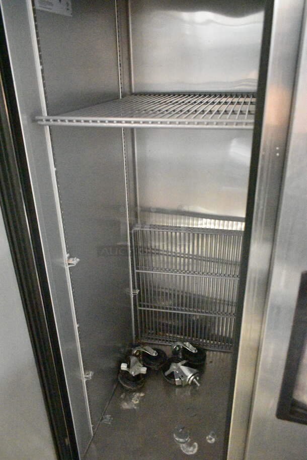 2017 True T-35-HC Stainless Steel Commercial 2 Door Reach In Cooler w/ Poly Coated Racks and Commercial Casters. 115 Volts, 1 Phase. Tested and Working! - Image 6 of 9