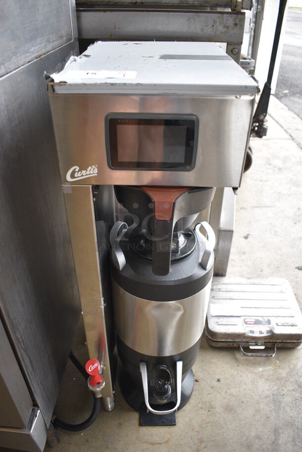 2013 Curtis Model G4TP2S63A3100 Stainless Steel Commercial Coffee Machine w/ Hot Water Dispenser, Satellite and Poly Brew Basket. 120/220 Volts, 1 Phase. 11x19x35.5