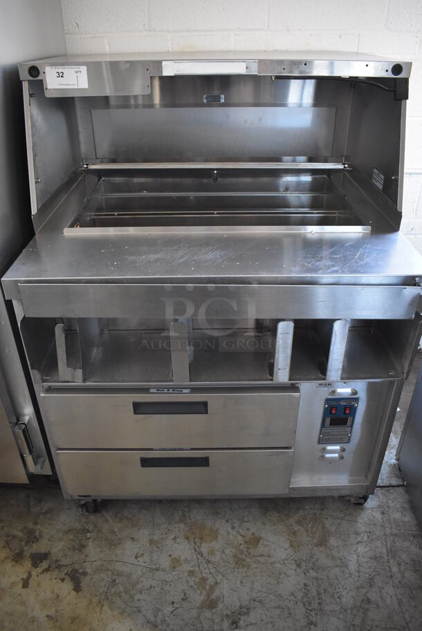 Duke DPC-38-120-DRW-DR-LM Stainless Steel Commercial Prep Station w/ 2 Drawers on Commercial Casters. 120 Volts, 1 Phase. 38x36x51. Tested and Working!