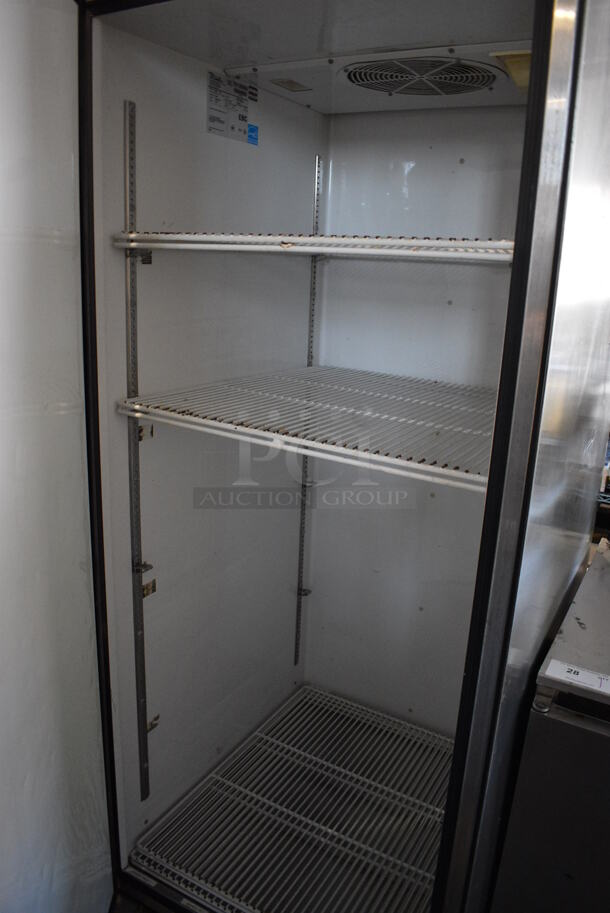 2013 True TG1R-1S ENERGY STAR Stainless Steel Commercial Single Door Reach In Cooler w/ Poly Coated Racks on Commercial Casters. 115 Volts, 1 Phase. 29x35x83. Tested and Working! - Image 5 of 5