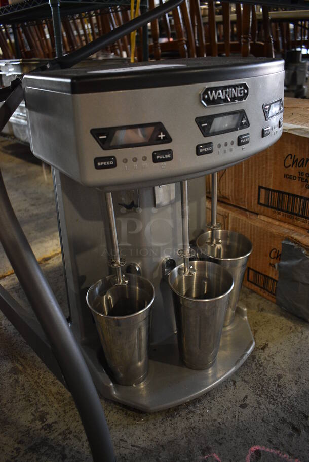 Waring Metal Commercial Countertop 3 Head Drink Mixer w/ 3 Mixing Cups. 12x9x20. Tested and Working! - Image 4 of 6