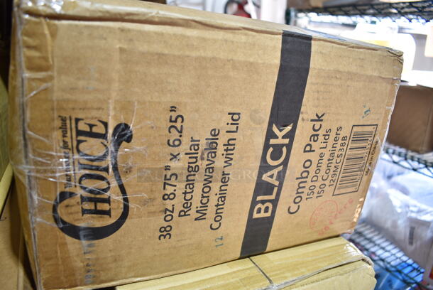 PALLET LOT of 27 BRAND NEW Boxes Including C54HT1 Dart Clearseal 5" Hinged Clear Slice Container - 250/Case, 433NHT101H Choice 1/6 Standard Size White "Thank You" Medium-Duty Plastic T-Shirt Bag - 1000/Case, 129MCS38B Choice 38 oz. Black Rectangular Microwavable Heavy Weight Container with Lid 8 3/4" x 6 1/4" x 2" - 150/Case, 127CH16 Choice 16 oz. Clear RPET Hinged Deli Container - 200/Case, 129MCR24B Choice 24 oz. Black Round Microwavable Heavy Weight Container with Lid 7 1/4" - 150/Case, 44712191261 Avantco A Plus 44712191261 Gasket for APST-27-8 Prep Tables, 5002TPJEC Lavex 2-Ply 550' Universal Jumbo Toilet Paper Roll with 7 1/2" Diameter - 12/Case, 795PTOKFT8 Choice Kraft Microwavable Folded Paper #8 Take-Out Container 6" x 4 3/4" x 2 1/2" - 300/Case, CTR16BD Dart SafeSeal 16 oz. Plastic Tamper-Resistant, Tamper-Evident Bowl with Dome Lid - 240/Case, 127SB24COMBO Choice 24 oz. Clear Plastic Salad Bowl with Lid - 150/Case, 129MCR24B Choice 24 oz. Black Round Microwavable Heavy Weight Container with Lid 7 1/4" - 150/Case, 433NACHOS Carnival King Small Clear 2 Compartment Plastic Nacho Tray - 500/Case, 50012W Choice 12 oz. White Poly Paper Hot Cup - 1000/Case, 500TO883 Choice 8" x 8" x 3" Microwaveable 3-Compartment Black / Clear Plastic Hinged Container - 100/Case, Dart 85HT3R 8" x 8" x 3" White Foam Three-Compartment Square Take Out Container with Perforated Hinged Lid - 200/Case. 27 Times Your Bid! - Image 4 of 12