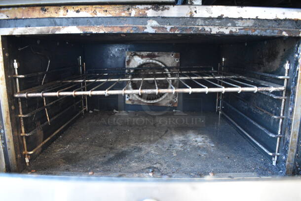 American Range Stainless Steel Commercial Natural Gas Powered 4 Burner Range w/ Flat Top, Oven, Convection Oven, Over Shelf and Back Splash on Commercial Casters. 72x33x57 - Image 6 of 7