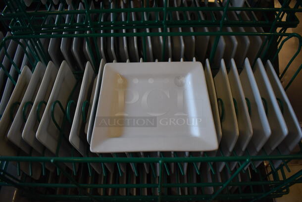 ALL ONE MONEY! Lot of 5 Crates of 20 White Ceramic Square Plates. 6.5x6.5x1