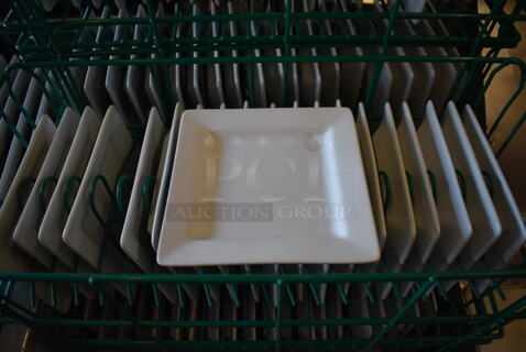 ALL ONE MONEY! Lot of 5 Crates of 20 White Ceramic Square Plates. 6.5x6.5x1