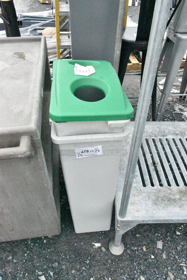 3 Poly Items; 2 Slim Jim Trash Cans and 3 Tier Cart. 3 Times Your Bid!  - Image 2 of 9