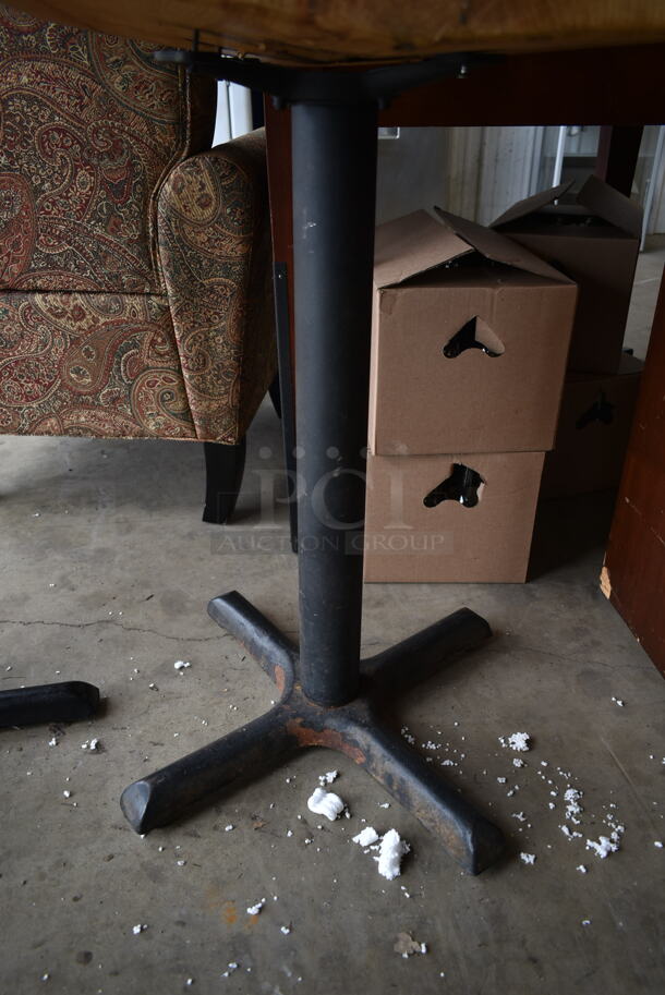 Wooden Dining Height Table w/ Live Edge on Black Metal Table Base.  - Image 3 of 3